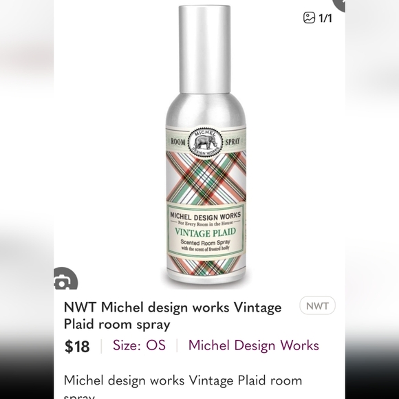 NWT Michel design works Vintage Plaid room spray - Picture 2 of 4